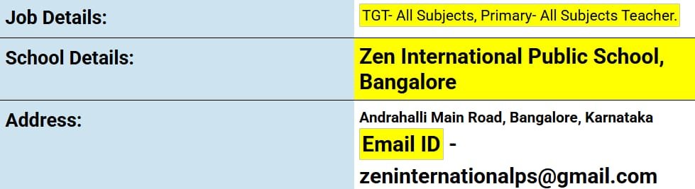 School Jobs at  Positions at Zen International Public School ,  Bengaluru (Bangalore) Urban